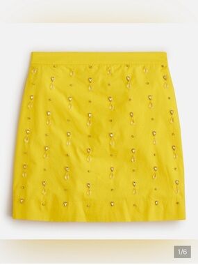 J. Crew Yellow Mini Skirt with Teardrop Embellishments